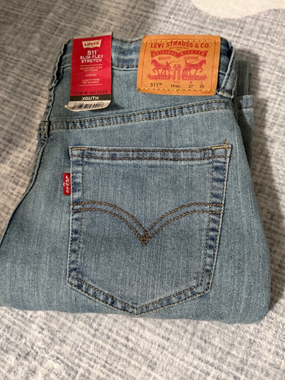 Levi's 511 Slim Stretch Jeans in Light Blue Wash Kid Size 14